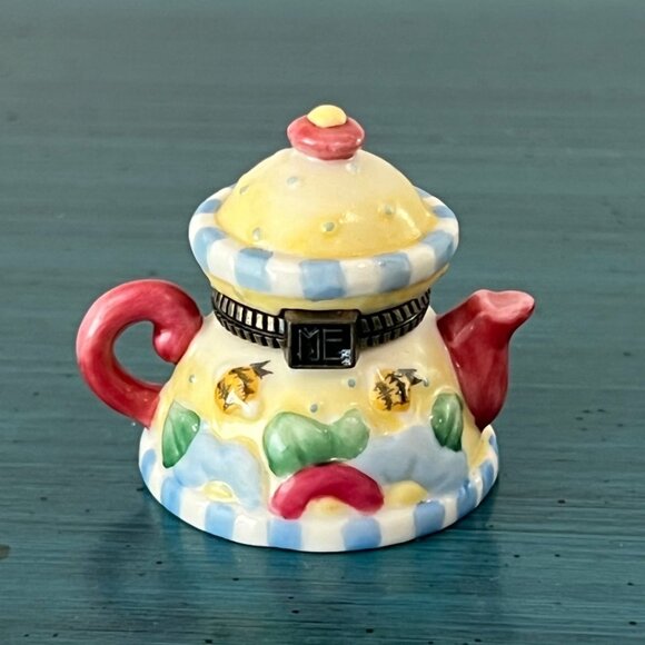 Vintage Lot Bundle Mary Engelbreit Teapot Trinket Box Miniature Coffee Flowers - Picture 8 of 14